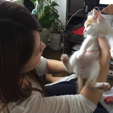 初めてうちの家族になった日⭐︎ 見つめ合う2人（≧∇≦）