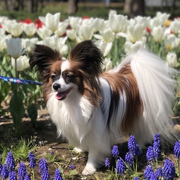 チューリップにかこまれて