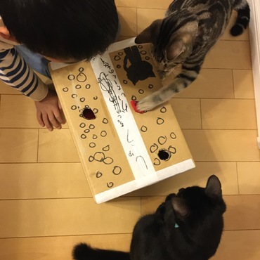 子供達お手製のネズミ堀遊び♡子供がいつまででもやり続けて、どっちが遊んでもらってるのか。皆んなで楽しそう(^_^)