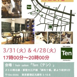 ３月３１日(火)　麻布十番ナイター里親会（ボランティアも募集中）