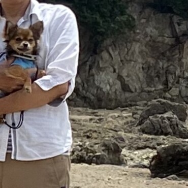 beach with dog ラン