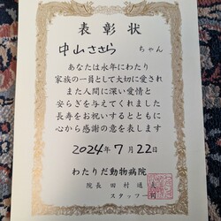 「表彰状をもらいました」サムネイル2